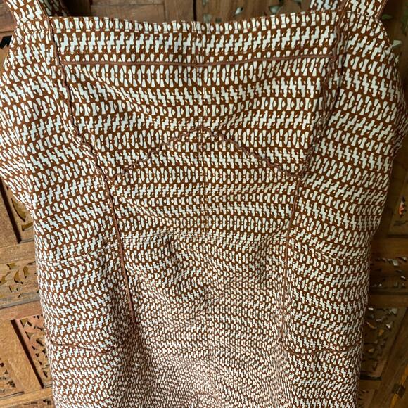 Anthropologie Square neck Slim Mini‎ tank Dress brown tan women's size 14 - Picture 9 of 14